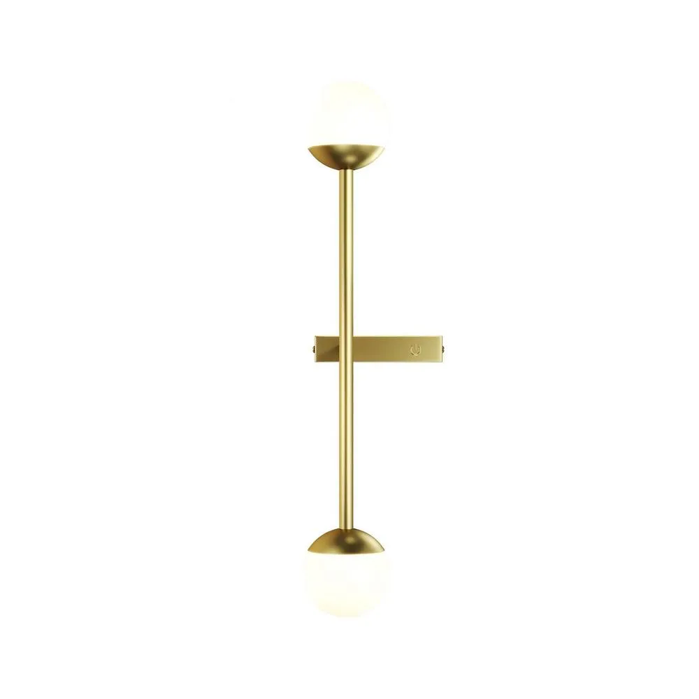Netlighting Touch Modern Wall Lamp Brass Touch Control 3000K 800lm White Shade in Gold
