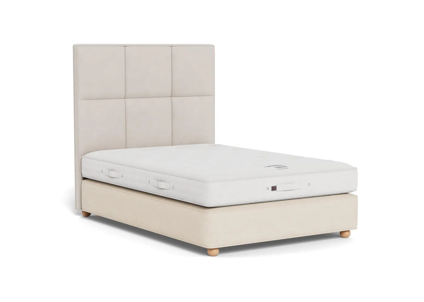 Vispring Devonshire Medium Tension Divan Double TK596 Fawn 750 Bun Feet No Drawer