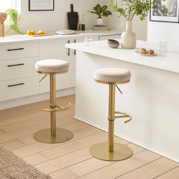 Jesper Adjustable Height Bar Stool, Velvet 2