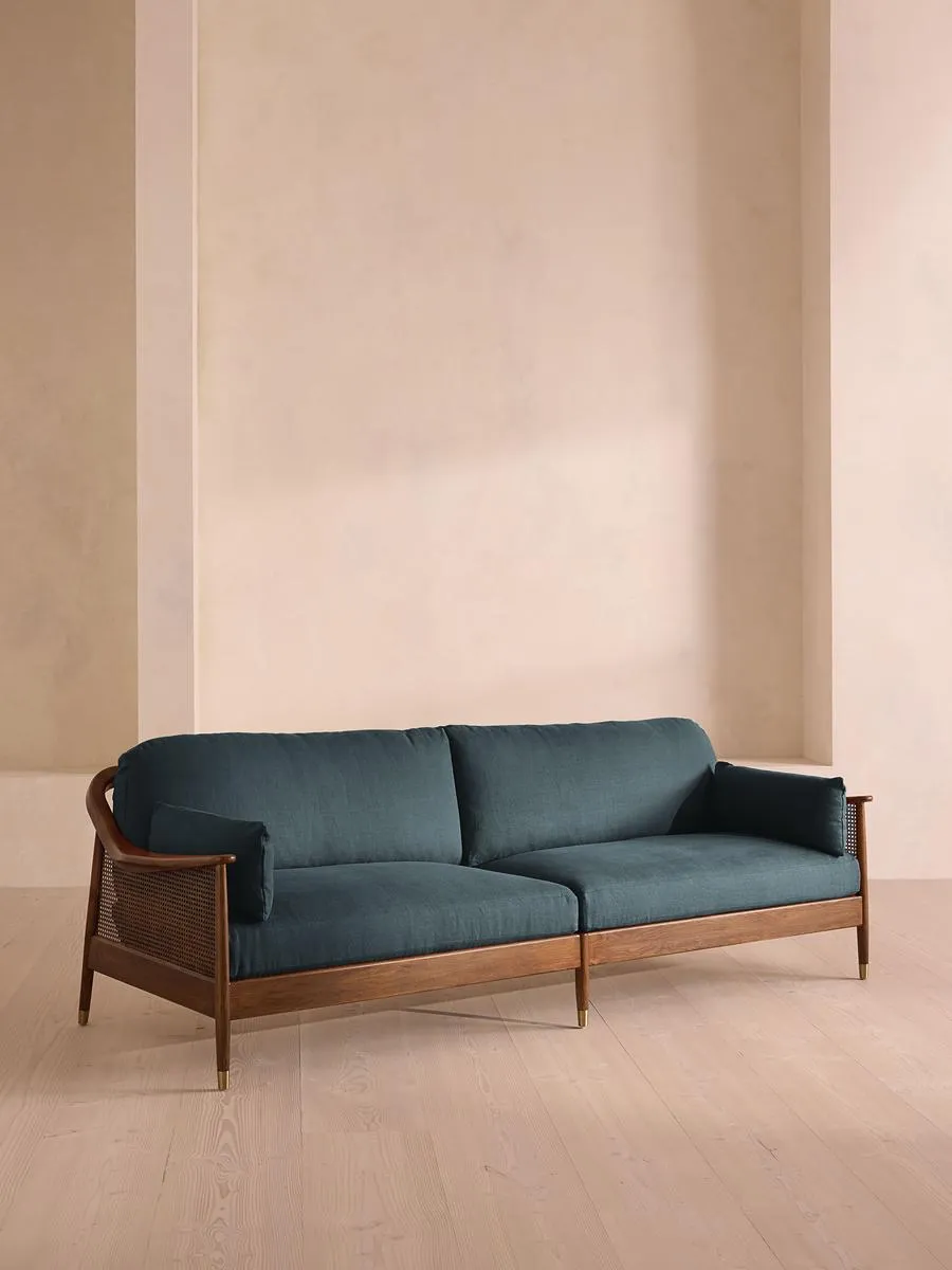 Atlanta Four Seater Sofa, Linen, Prussian Blue