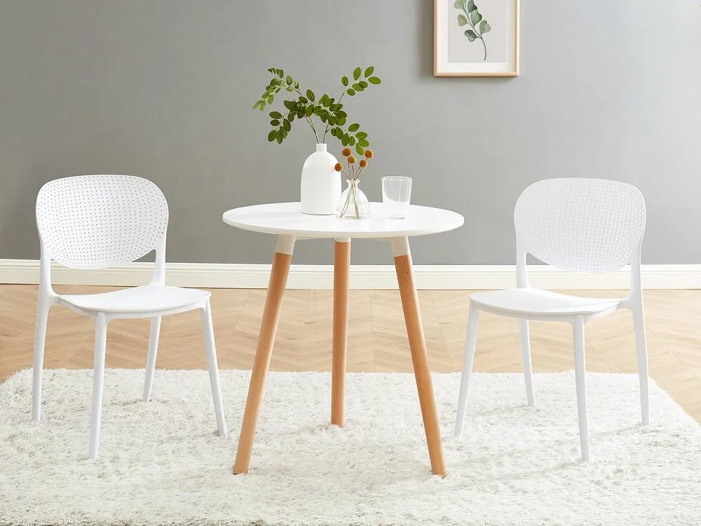 Vente-unique 2-Seat Dining Table - MDF & Beech - White - ROLENA