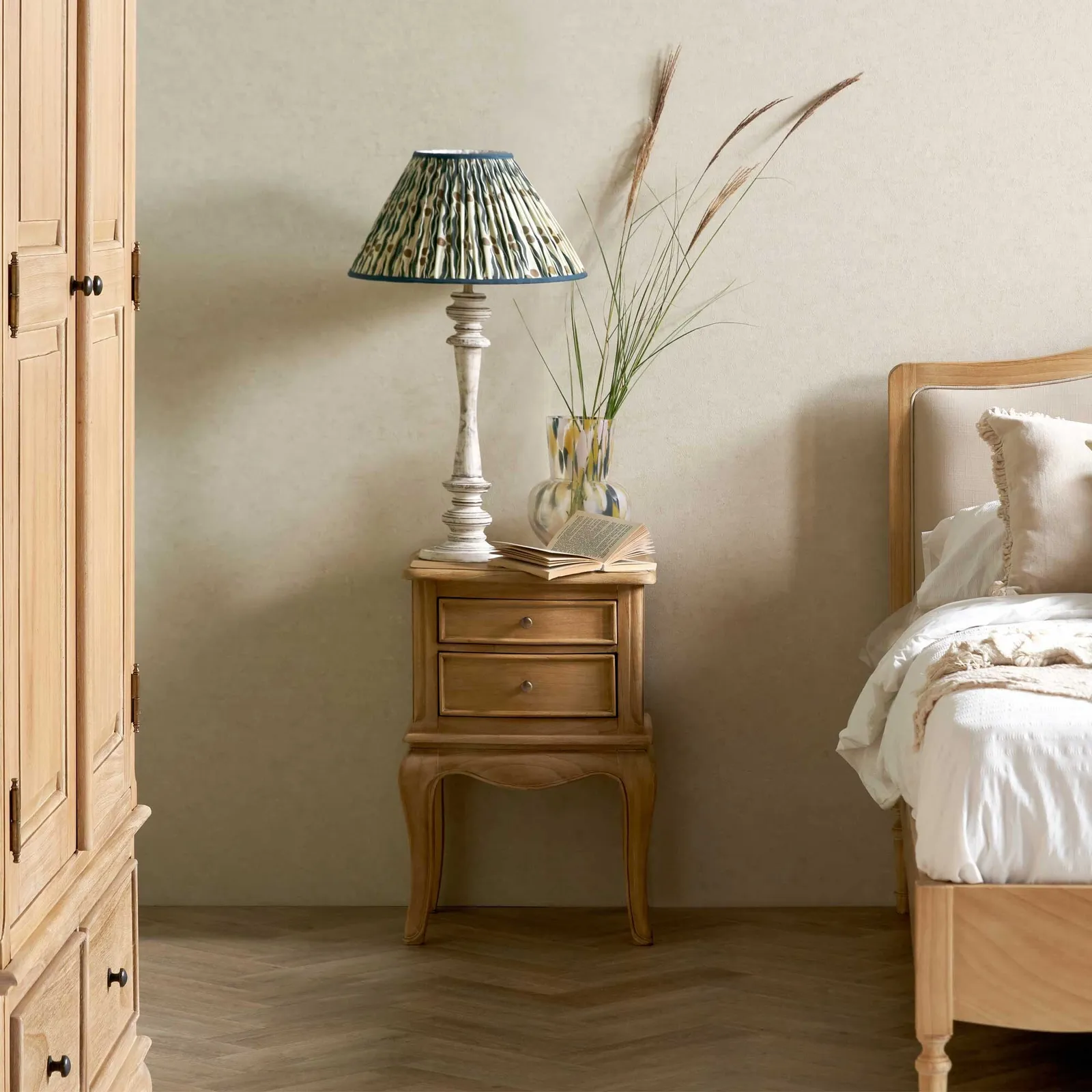 Cecile 2 Drawer Bedside Table, Neutral Wood | Barker & Stonehouse 2