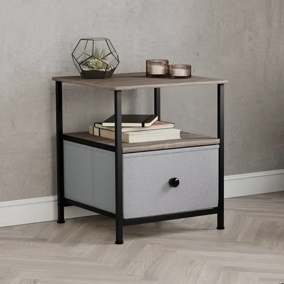 Maye 1 Drawer Fabric Bedside Table 6