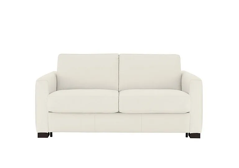 Alcova 2 Seater Leather Sofa Bed with Box Arms - Torello Bianco Puro - Sofas and Armchairs - In Time for Christmas