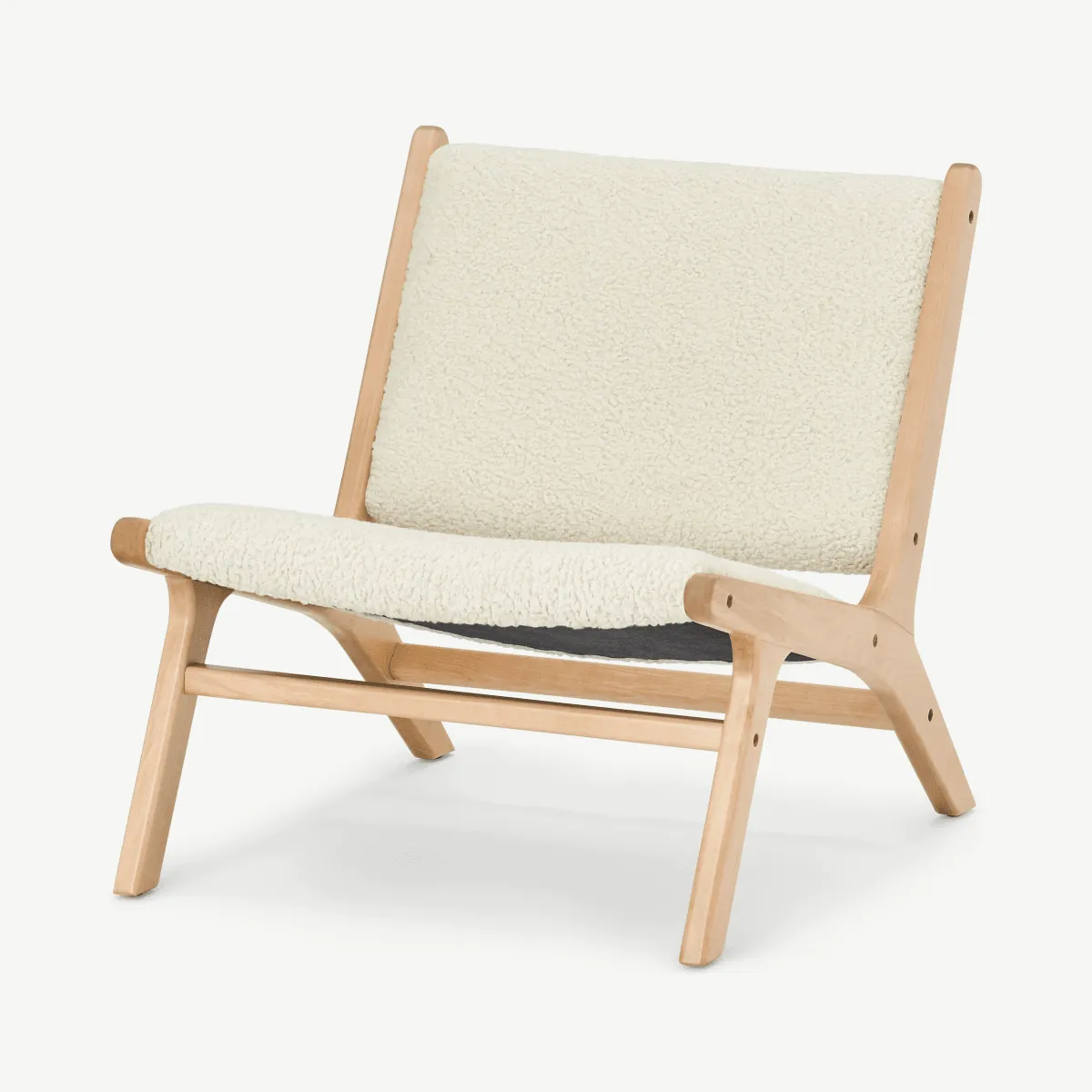 Rami Accent Armchair, Faux Sheepskin & Natural Weave
