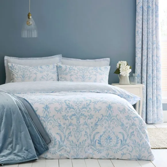 Ashleigh Damask 100% Cotton Duvet Cover & Pillowcase Set