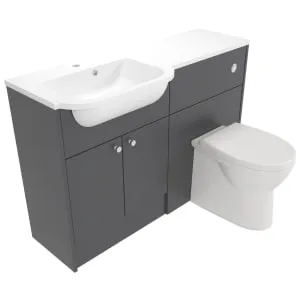 Deccado Benham Charcoal Grey Left Hand 1200mm Fitted Vanity & Toilet Pan Unit Combination with Left Hand Basin 2