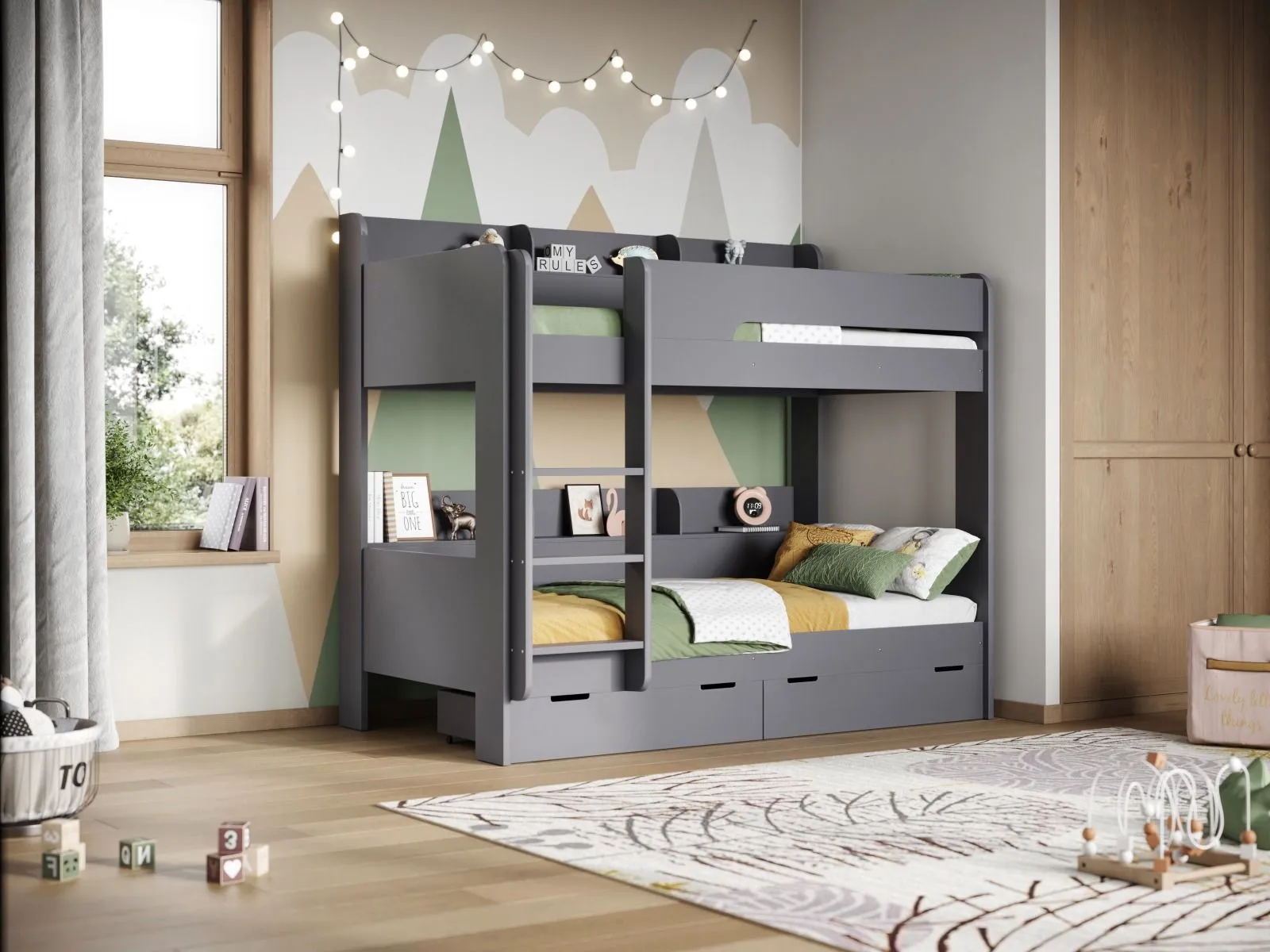 Flair Eddie Storage Bunk Bed in Grey 4