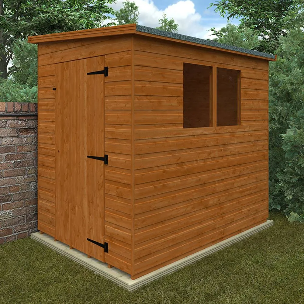 Buttercup Farm 7 x 5 Feet Lean-To Pent 12mm Shed - Solid Wood/Softwood/Pine in Burnt Orange 2