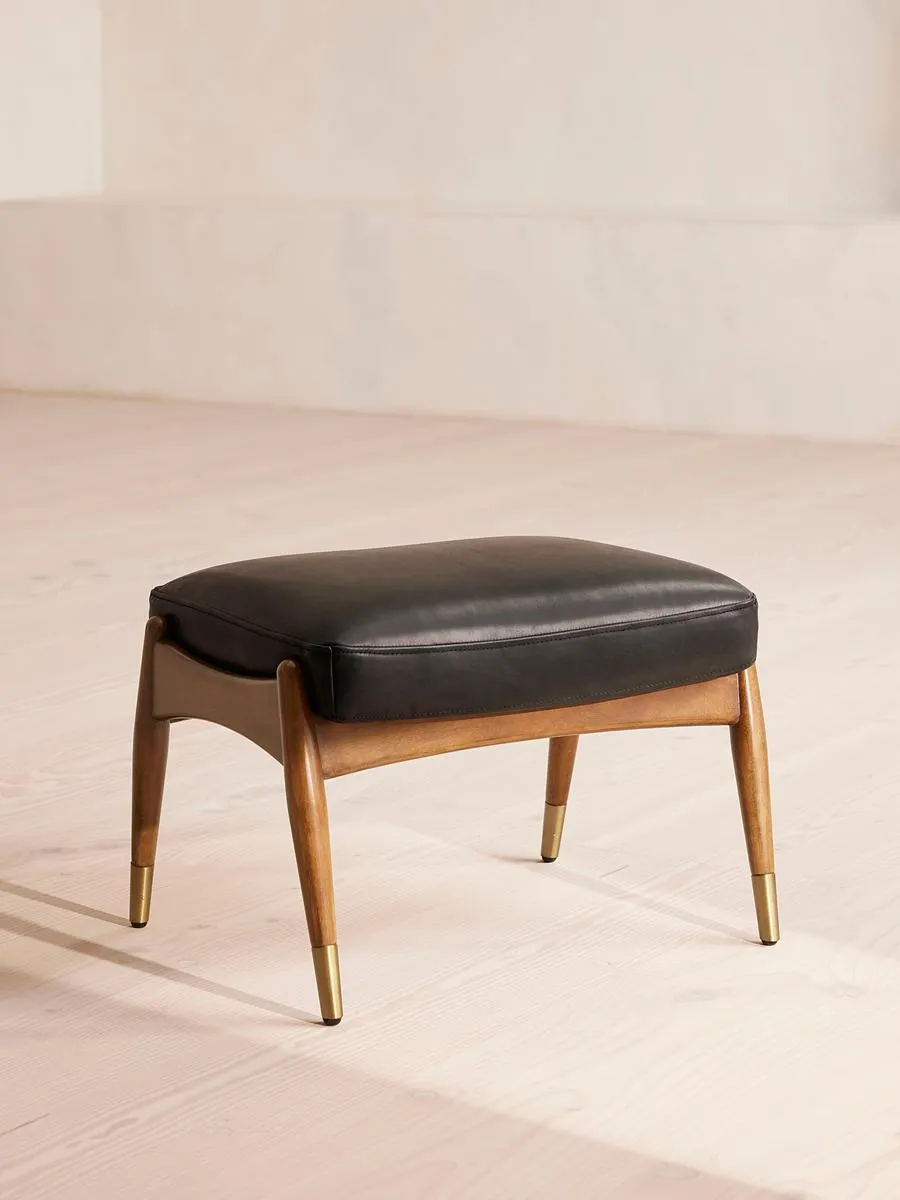 Theodore Footstool, Leather, Black
