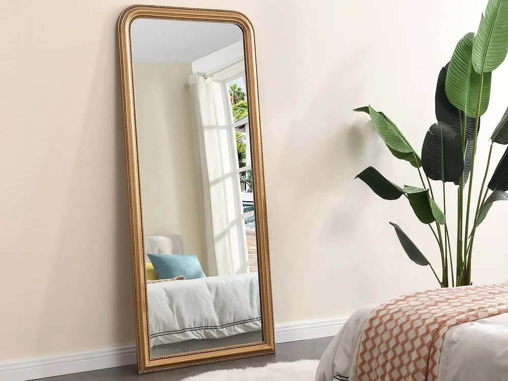 Vente-unique Vintage-Style Wood Frame Mirror - L 80 X H 180 Cm - Paulownia Wood in Gold