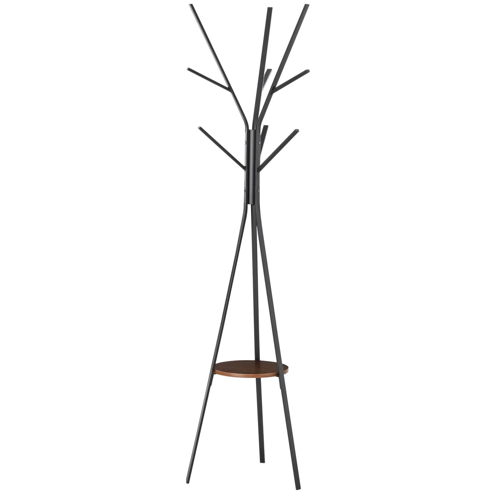 HOMCOM Free Standing Coat Rack Metal Shelf Holder Stand Display Clothes Hat in Brown 2