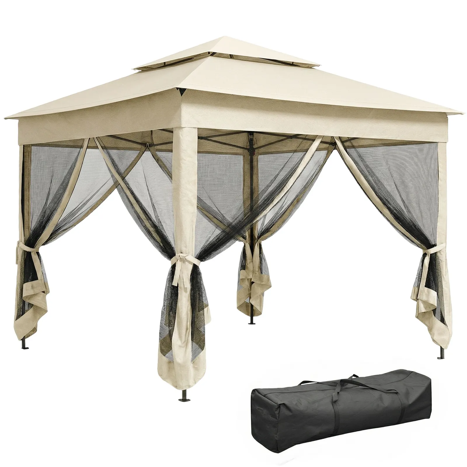 OUTSUNNY Garden Folding Tent Heavy Duty Pop Up Gazebo for Party in Cream 2