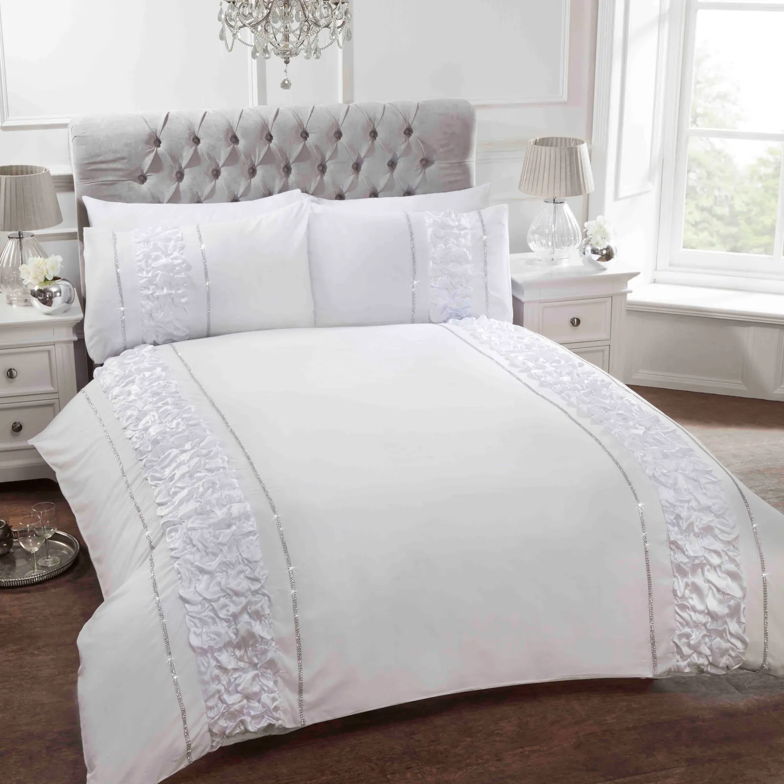 Rapport Home Provence Embroidered Polycotton Duvet Cover Set With Pillowcase in White