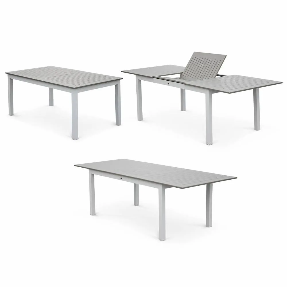 sweeek 8-seater extendable aluminium garden table set with chairs in White 5