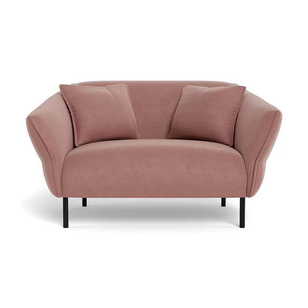 Heal's Alto Loveseat Smart Luxe Velvet Dusky Pink Black Feet