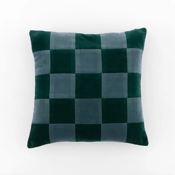 Clara Cubed Patchwork Cotton Velvet Square Cushion 3
