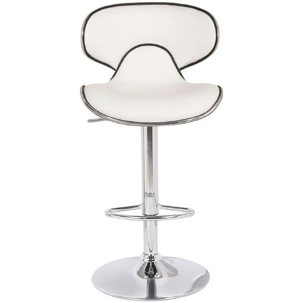 netfurniture Dove White Kitchen Bar Stool Padded Back Height Adjustable 3