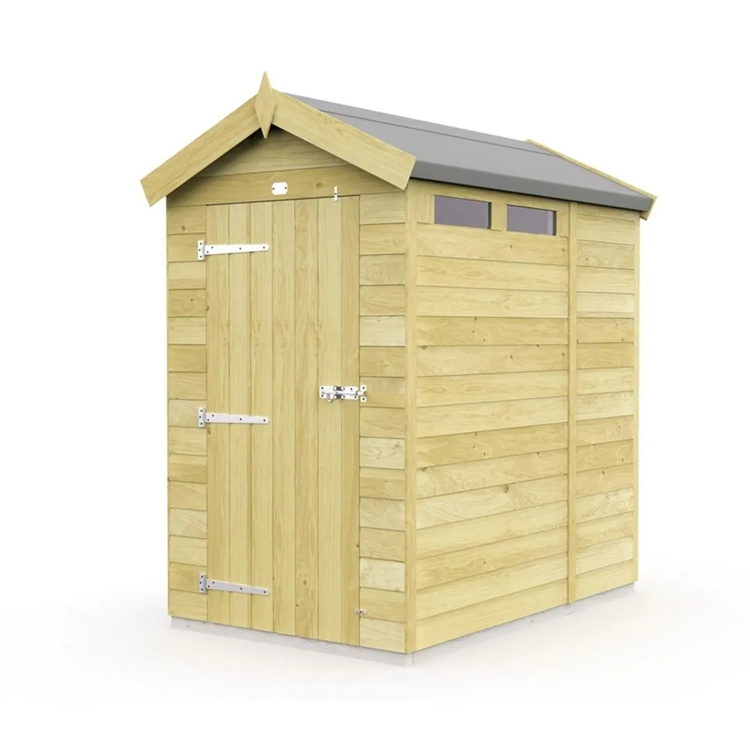 Buttercup Farm 4 x 7 Feet Apex Security Shed - Single Door - L214 x W118 x H217 cm in Brown