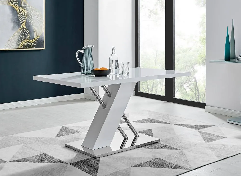 FurnitureboxUK Sorrento 150cm 6-Seater White High Gloss & Chrome Modern Dining Table 2