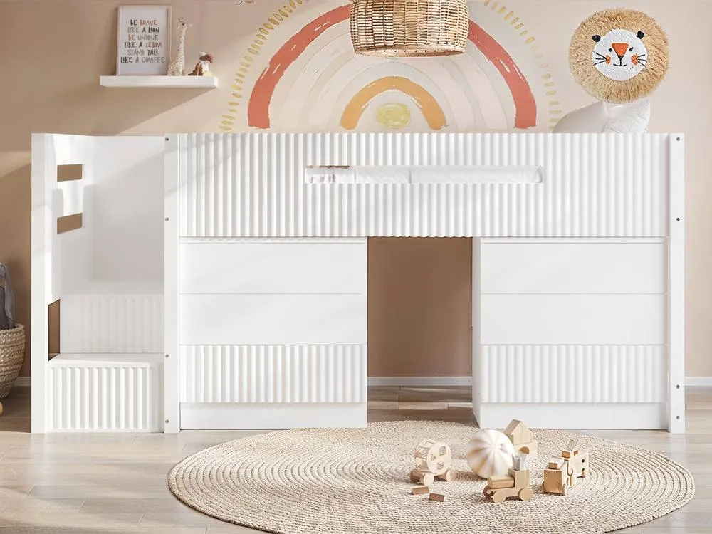 Flair Luca Ribbed Mid Sleeper Bed in White 6