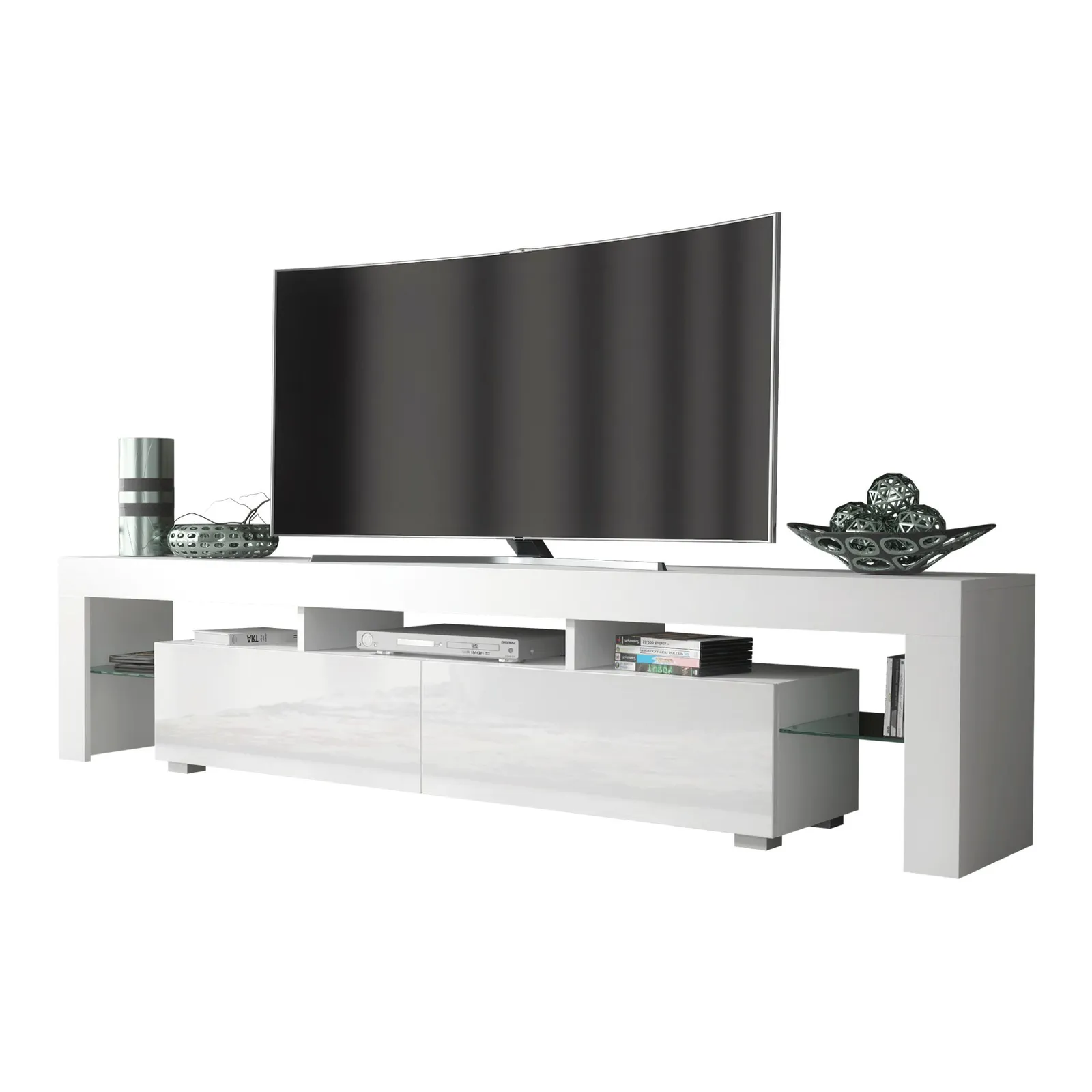Creative Furniture TV Unit 200cm Modern - White with High Gloss Doors 5
