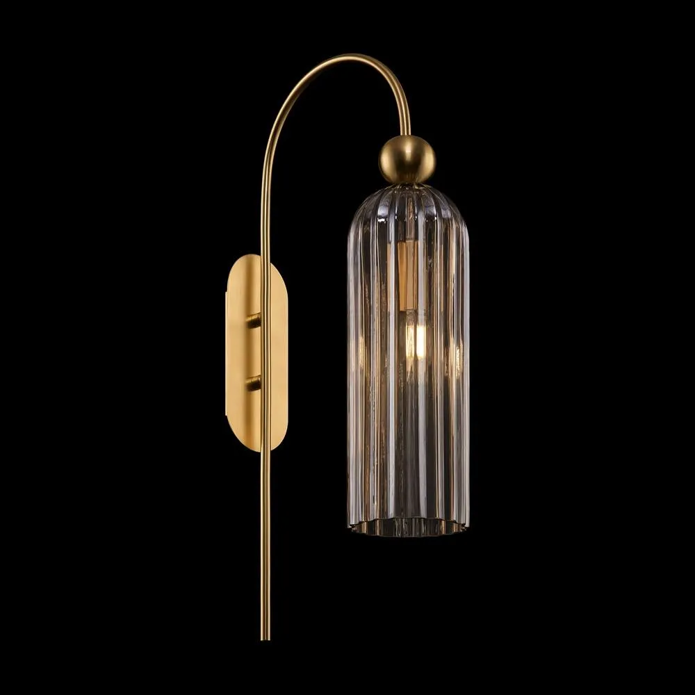 Netlighting Antic Modern Wall Lamp Gold Glass Cognac Shade 2