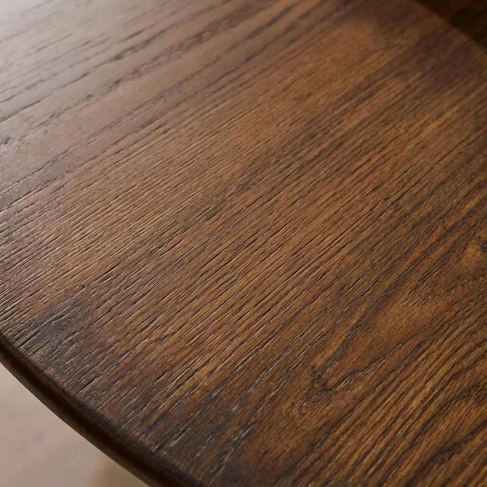 sweeek Round rubberwood dining table & oak veneer 4 seats in Dark Brown 6