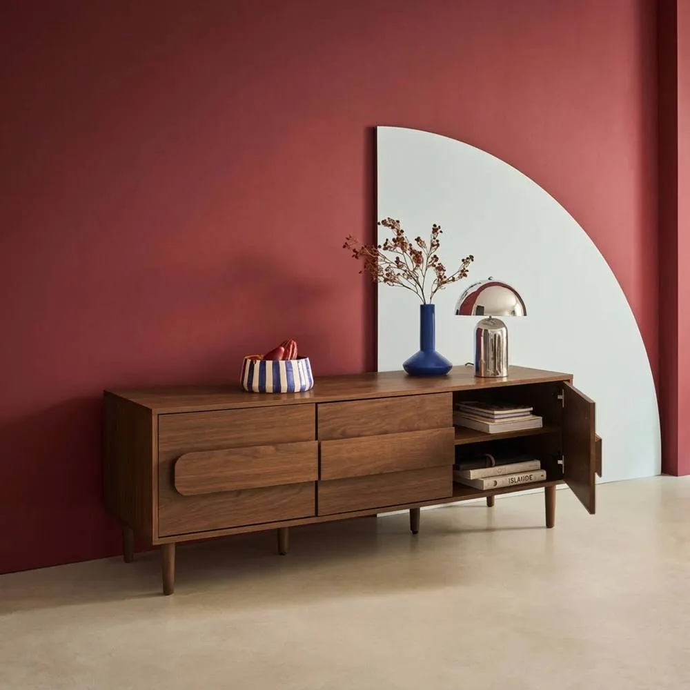 sweeek Vintage wood effect TV stand with 3 doors 150 cm in Dark Brown 6
