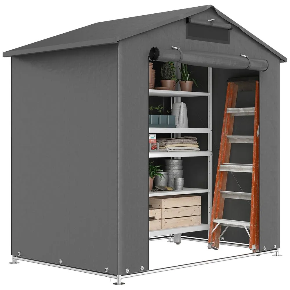 OUTSUNNY 6 x 4 ft Garden Storage Shed Tent Bike Tent, Dark Grey 2