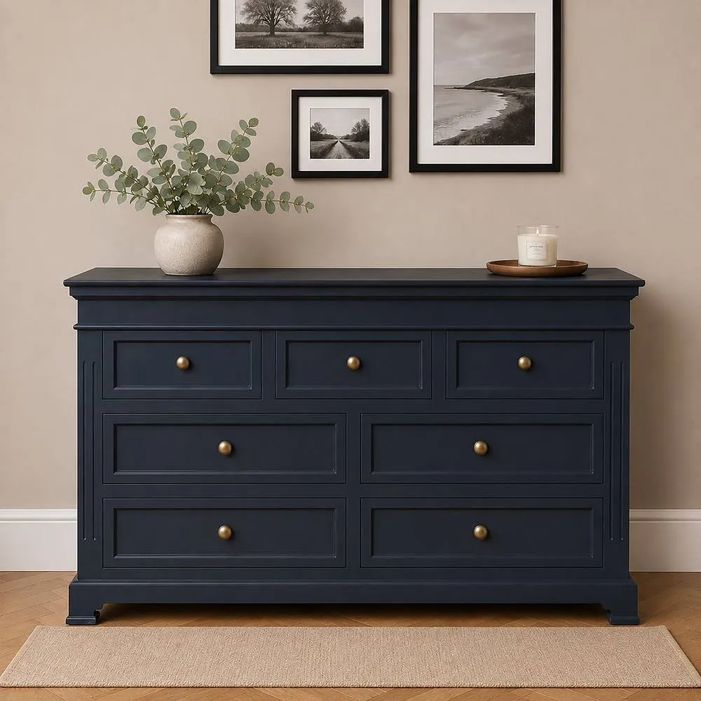 Melody Maison Large Navy Black 7 Drawer Chest Of Drawers - Daventry Navy Black Range