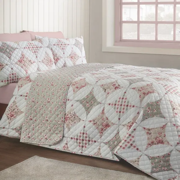 Catherine Lansfield Pinsonic Patchwork Bedspread