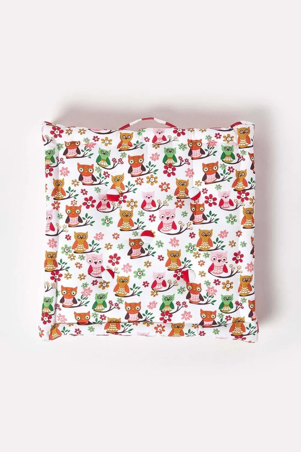 Homescapes Cotton Owl Floor Cushion in Red 3