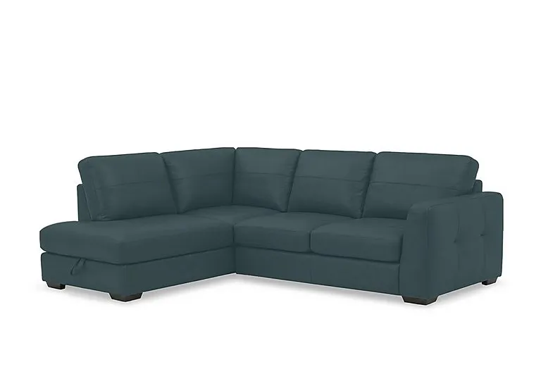 Dinky Leather Left Hand Facing Corner Sofa with Storage Chaise End - Peacock Cat - Sofas and Armchairs - In Time for Christmas