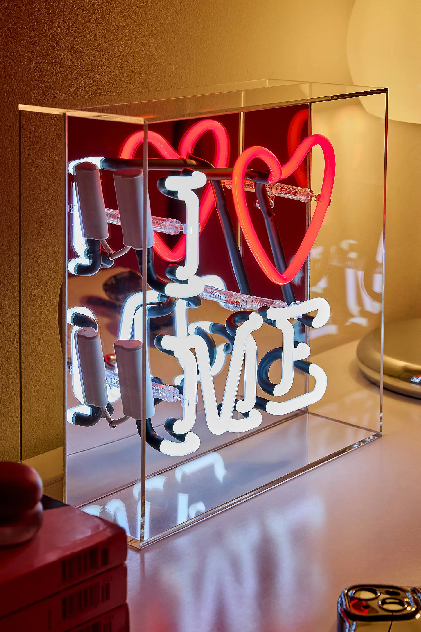 I Love Me Glass Neon Box Light - White 2