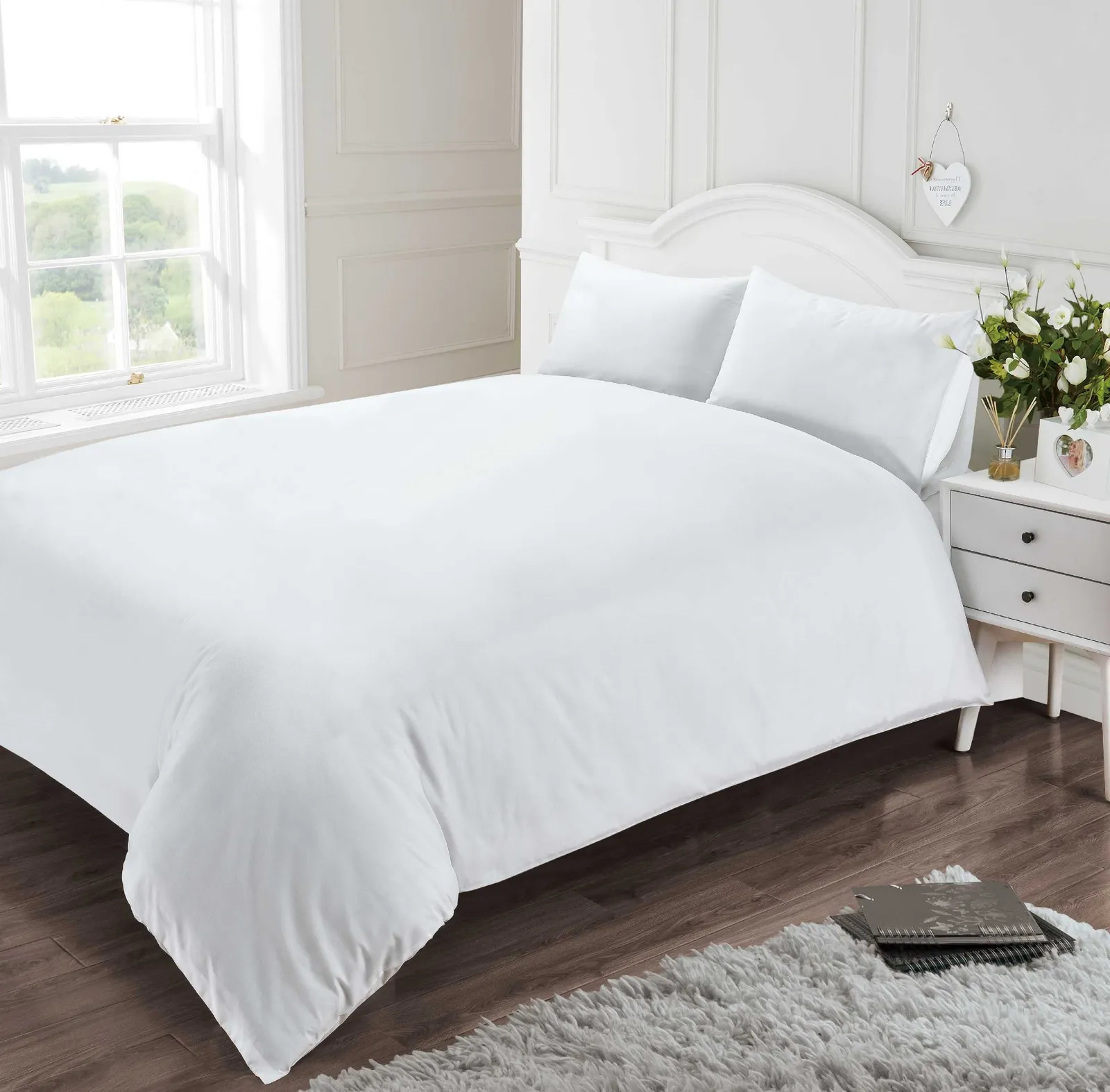 Rapport Home 400 Thread Count Cotton Flat Sheet in White
