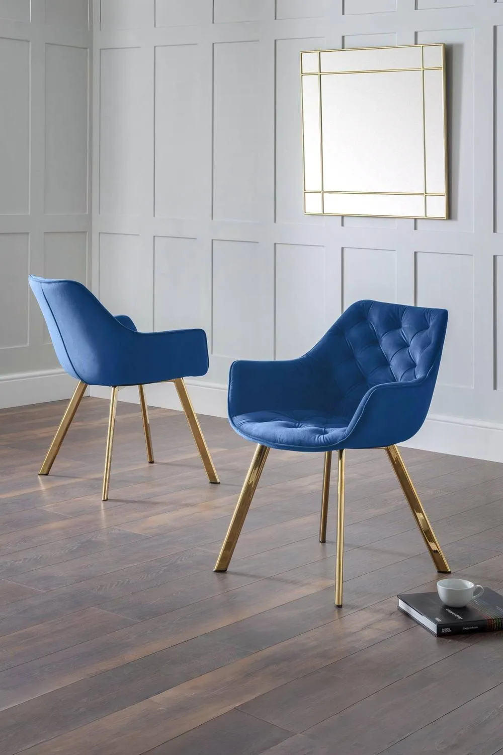 Julian Bowen Lorenzo Upholstered Dining Chair (Set of 2) in Blue 2