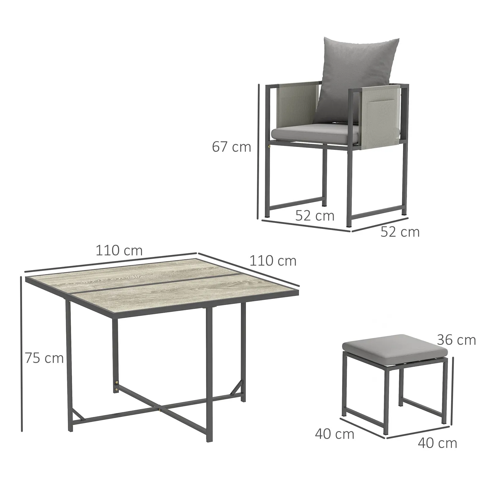 OUTSUNNY 8 Seater Garden Dining Set, Cube Garden Furniture with Cushions in Grey 3