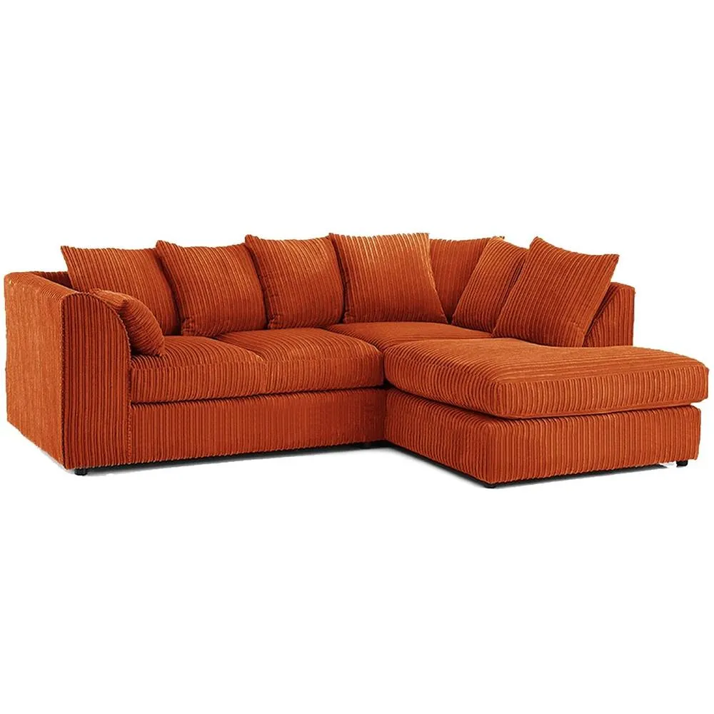 Bliss Furniture Right Hand L Shape Scatter Back Sofa in Orange Jumbo Cord Fabric