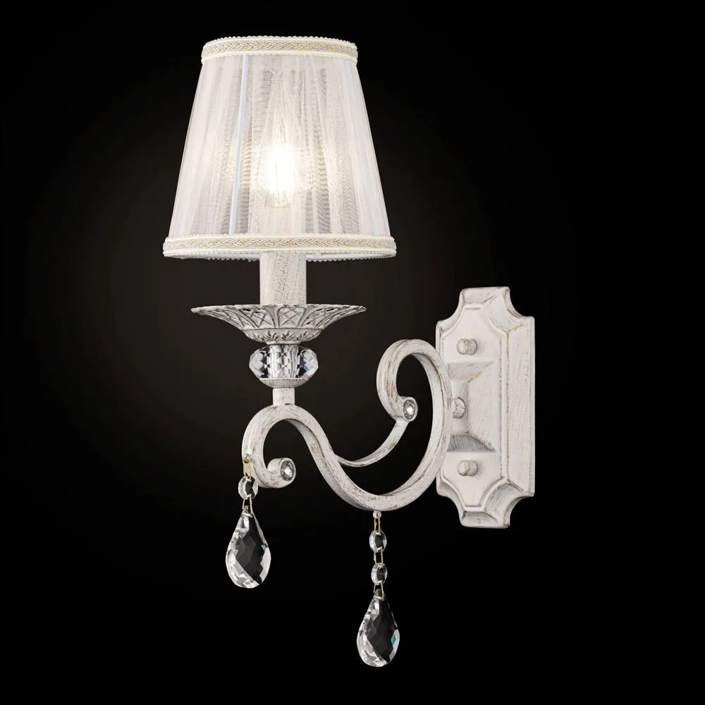 Netlighting Grace Wall Candle Lamp White with Gold & Crystal 1 Light E14