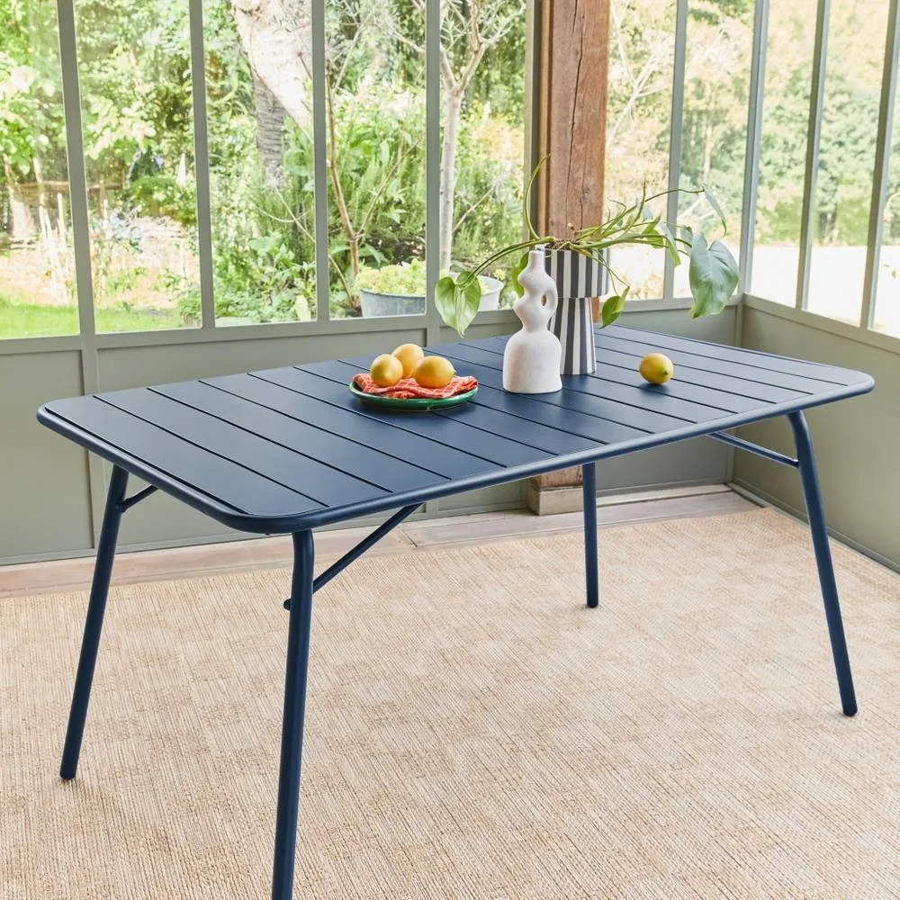 sweeek 4-seater metal folding garden table 140cm in Dark Blue 1