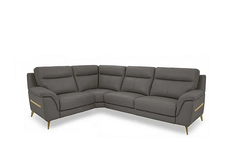 Eclipse Small Leather Left Hand Facing Corner Sofa - Elephant