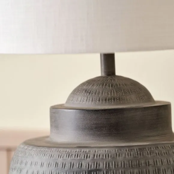 Pacific Lifestyle Raj Hammered Metal Urn Shaped Lamp Base and Lino Linen Lampshade 2
