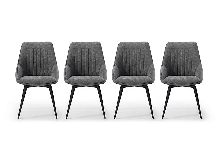Crete Set of 4 Swivel Dining Chair - Dark Grey