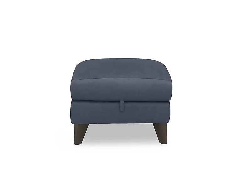 Dreamer NC Leather Storage Footstool - NC Ocean Blue