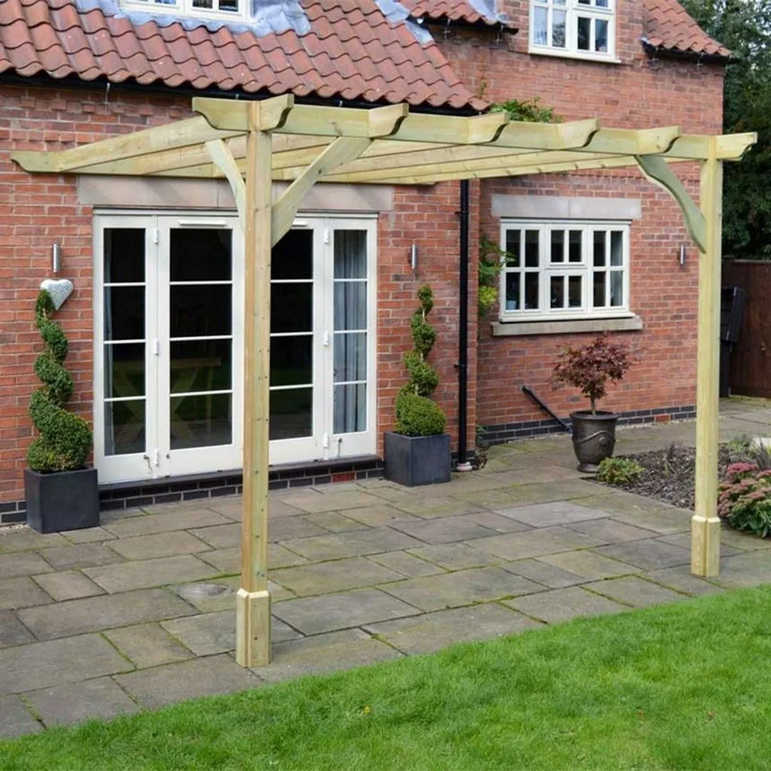 Rutland County Garden Furniture Ltd Wall Mounted Premium Pergola, Wood, L300 x W480 x H270 cm, Light Green 2