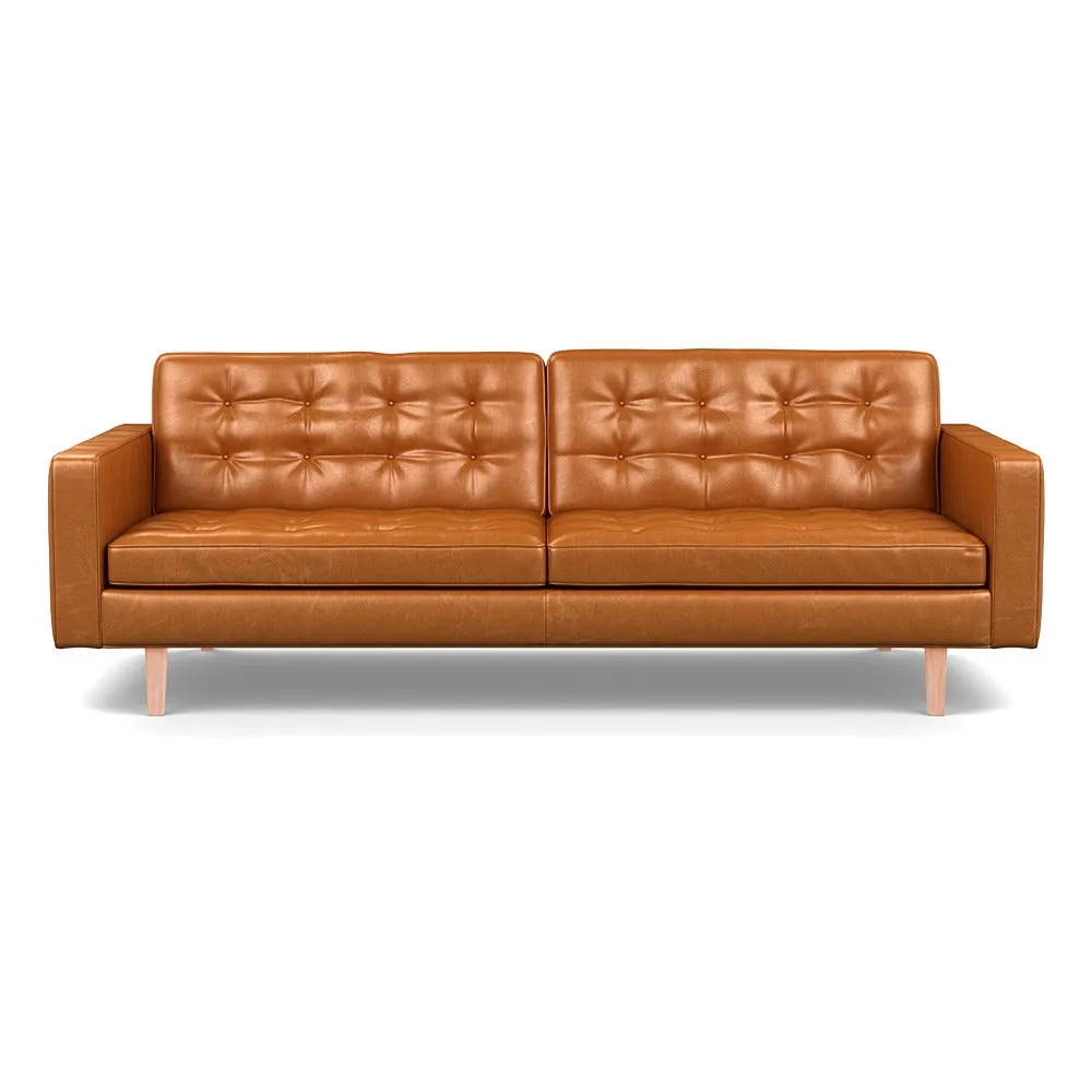 Heal's Hepburn 4 Seater Sofa In Stonewash Leather Toffee 1