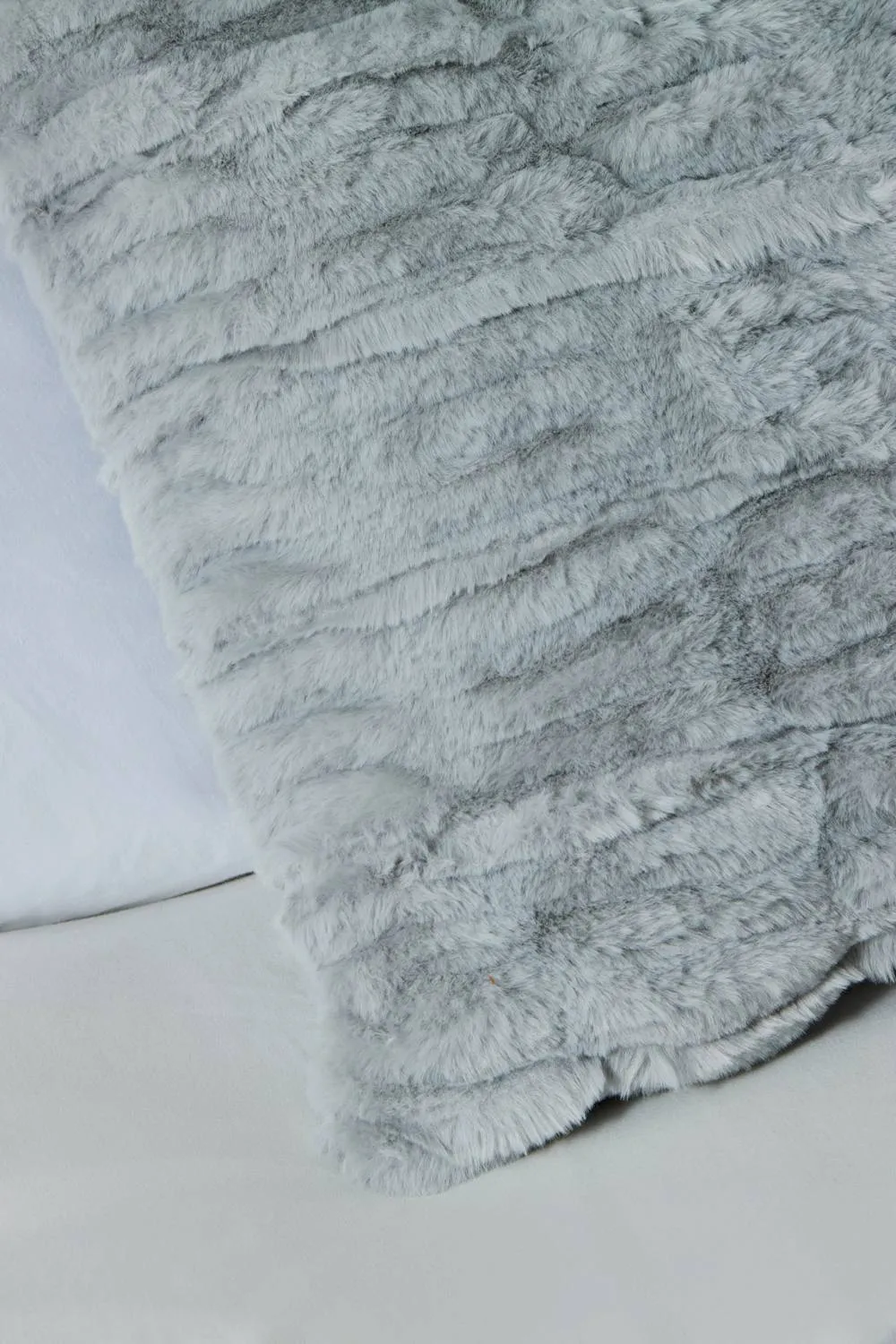 BHS Ruched Faux Fur Cushion in Grey 2