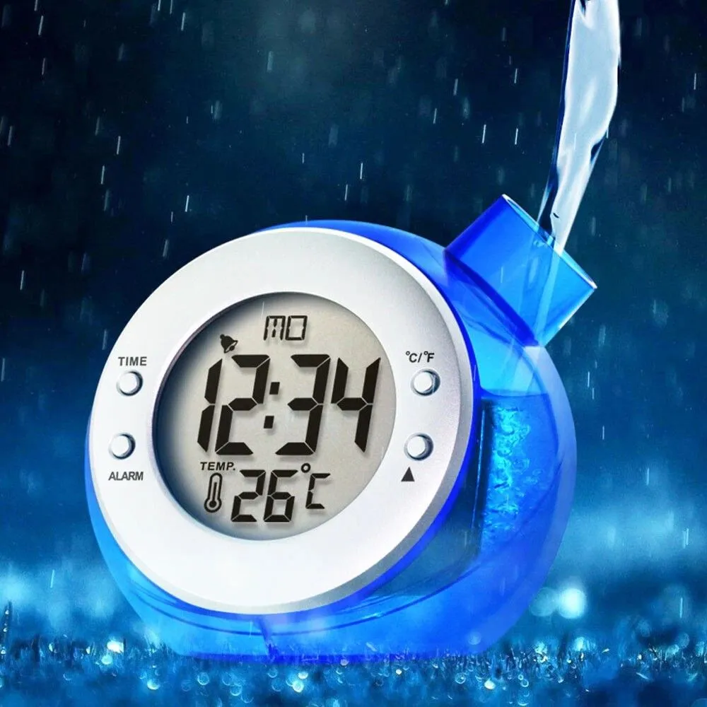 Smart Living Water Powered Multi Function Digital Battery-Free Kettle Shape Desk Clock in Blue 2