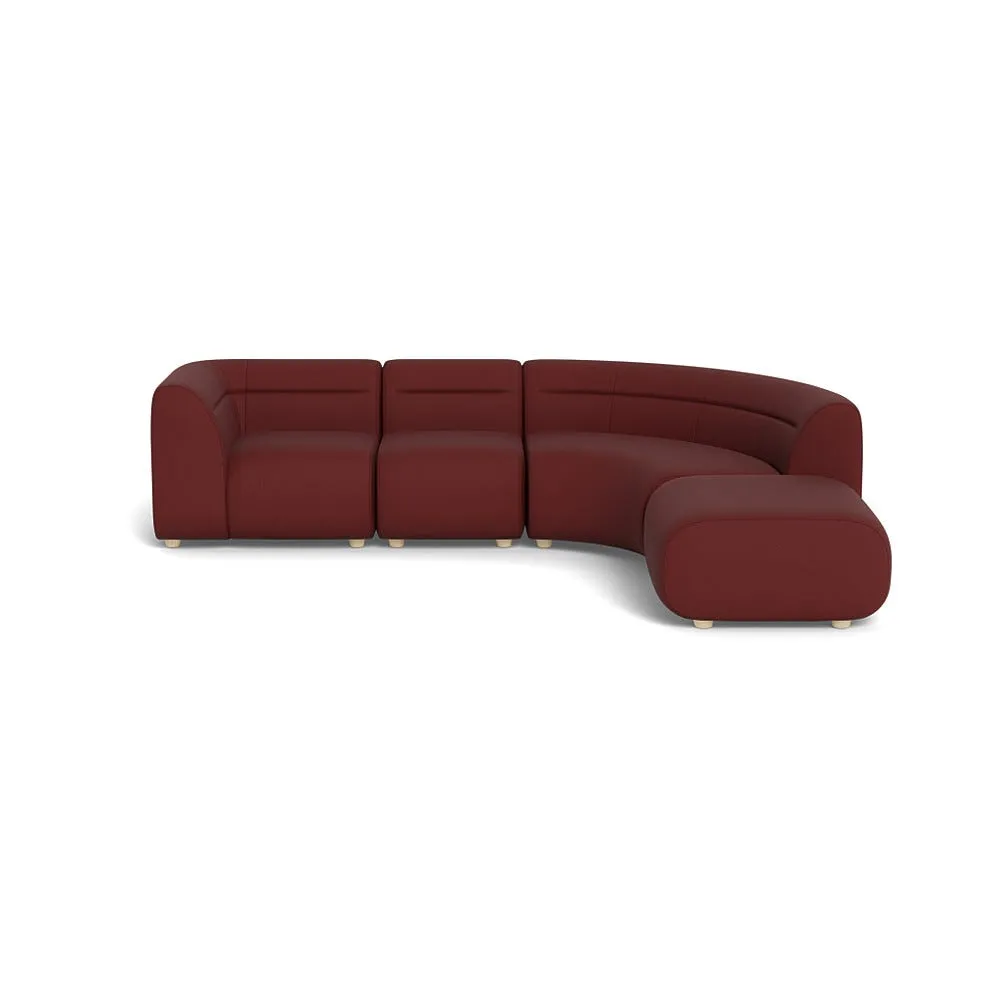 Heal's Lilli Right Hand Facing Curved Corner Sofa Capelo Linen-Cotton Etruscan Red Natural Feet 1